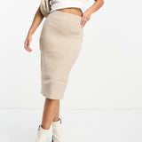 Vila Knitted Midi Skirt In Cream