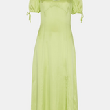 Whistles Keyhole Satin Midi Dress In Lemon