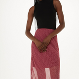 Whistles Dainty Net Tie Detail Midi Skirt In Dark Pink