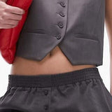Topshop Slim Fit Tailored Waistcoat In Grey