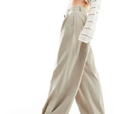 Selected Femme High Waist Wide Fit Trousers In Beige