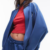 Topshop Sporty Pictot Runner Shorts In Mid Blue