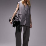 Topshop Tonic Oversized Waistcoat In Light Grey – tops by Topshop, available to rent from Hirestreet