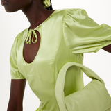 Whistles Keyhole Satin Midi Dress In Lemon