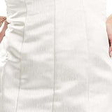 Pieces Deep V Bodycon Satin Midi Dress With Front Slit In Cream