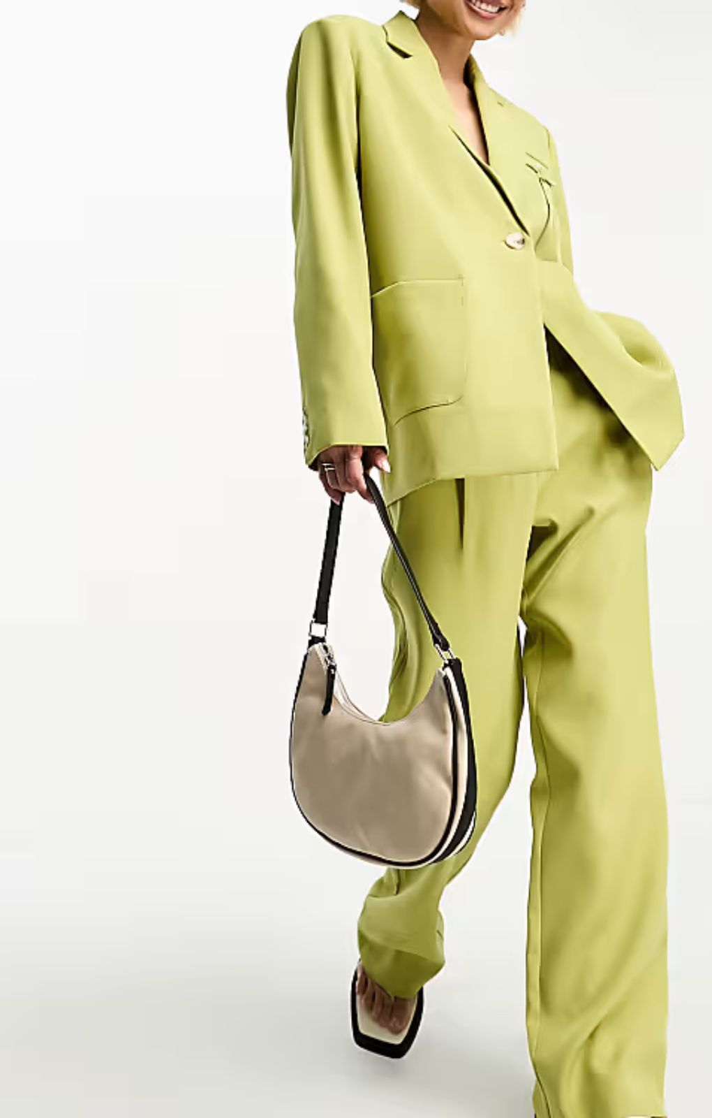 4Th & Reckless Strap Waist Detail Tailored Trouser In Green – trousers by 4th & Reckless, available to rent from Hirestreet
