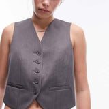 Topshop Slim Fit Tailored Waistcoat In Grey