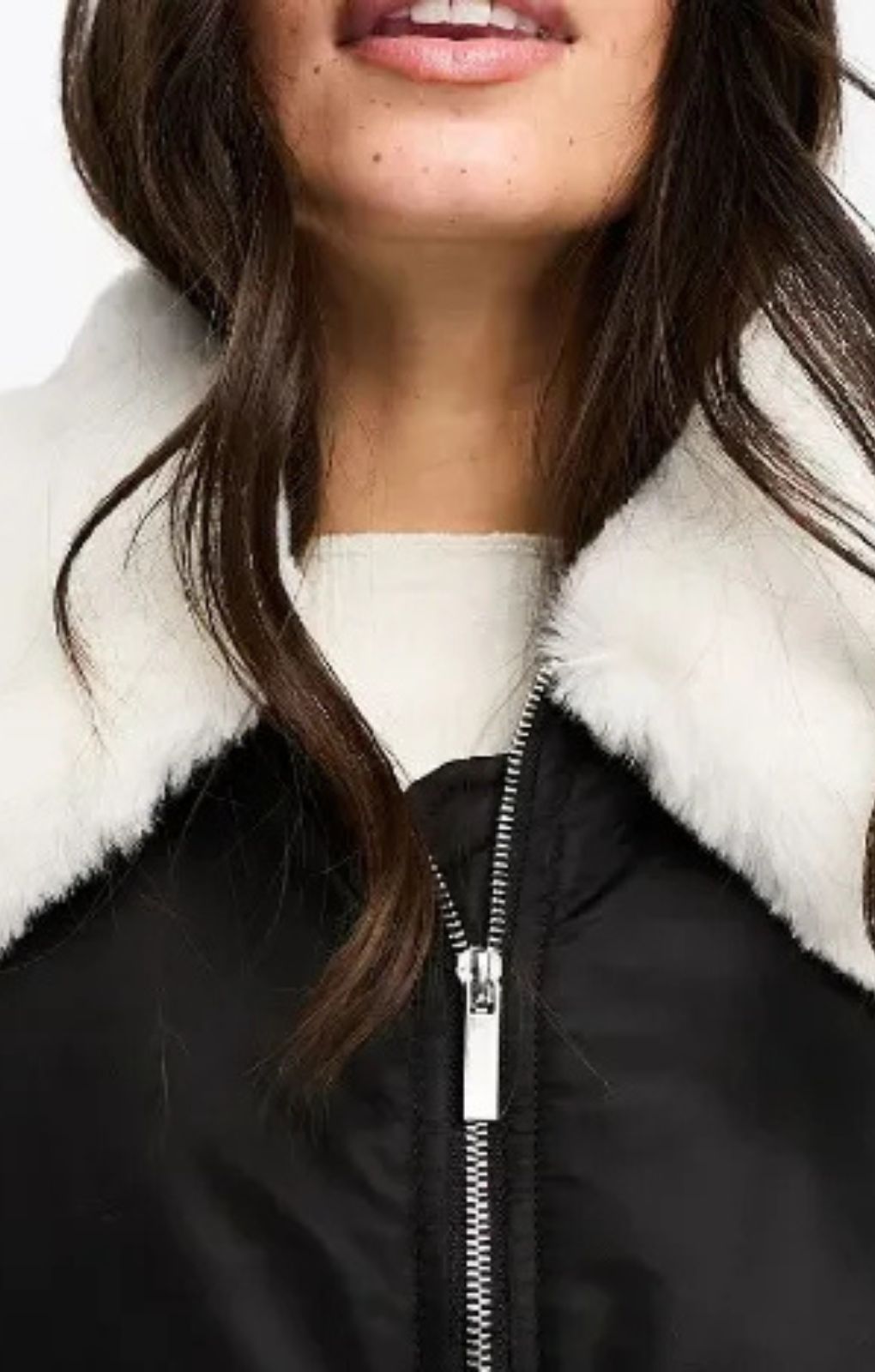 Miss Selfridge Faux Fur Collar Bomber Jacket In Black – coats & jackets by Miss Selfridge, available to rent from Hirestreet