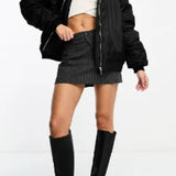 Miss Selfridge Faux Fur Collar Bomber Jacket In Black – coats & jackets by Miss Selfridge, available to rent from Hirestreet