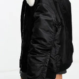 Miss Selfridge Faux Fur Collar Bomber Jacket In Black – coats & jackets by Miss Selfridge, available to rent from Hirestreet