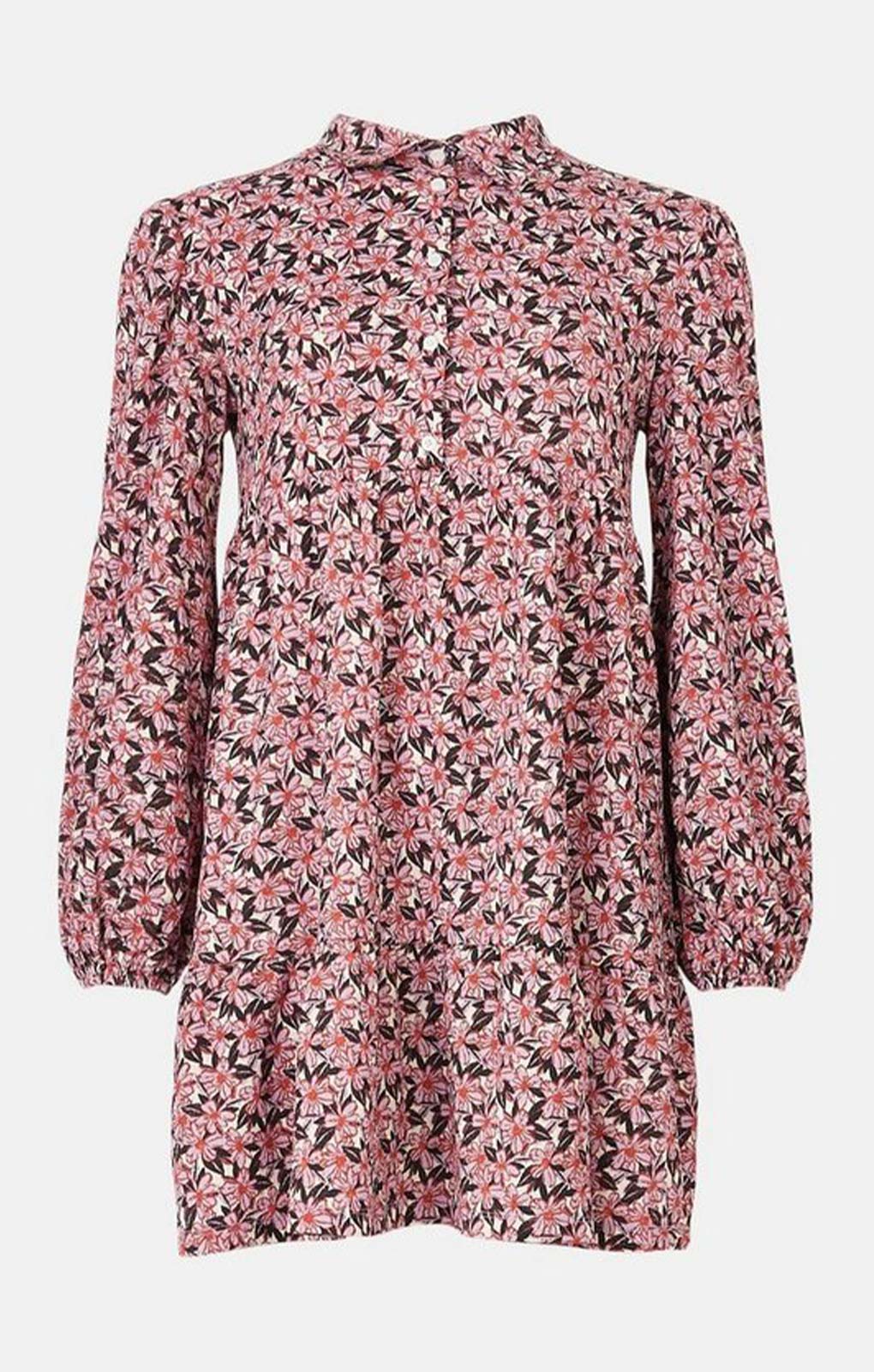 Oasis Floral Printed Crinkle Mini Shirt Dress