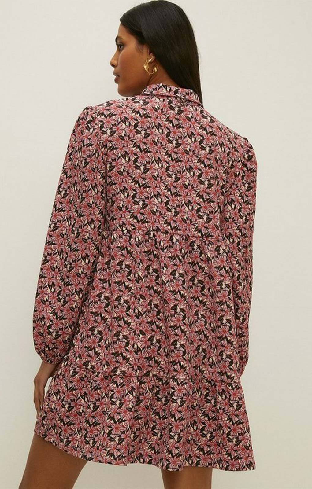 Rent Oasis Floral Printed Crinkle Mini Shirt Dress Hirestreet