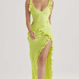 House of CB Lime Pixie Ruffle Maxi Dress product image