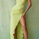 House of CB Lime Pixie Ruffle Maxi Dress product image