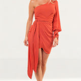 Prem The Label Burnt One Shoulder Mini Dress