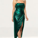 Prem The Label Jade Green Onyx Twist Midi Dress product image