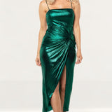 Prem The Label Jade Green Onyx Twist Midi Dress product image