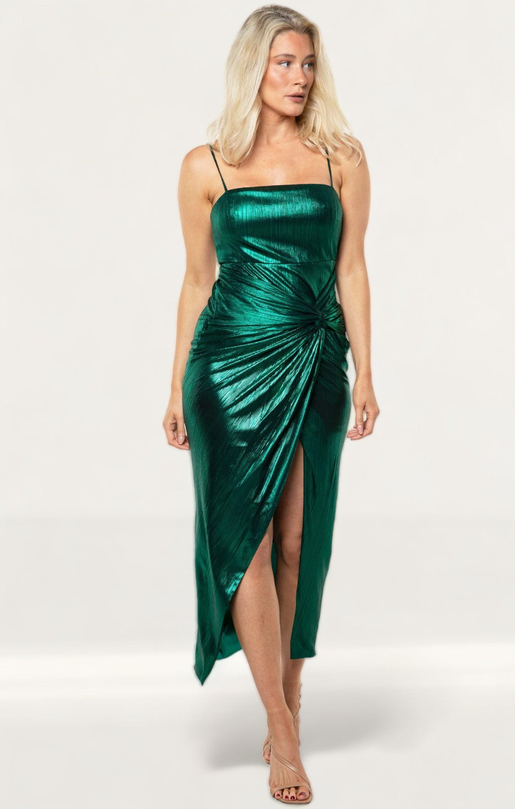 Prem The Label Jade Green Onyx Twist Midi Dress product image