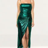 Prem The Label Jade Green Onyx Twist Midi Dress product image