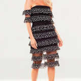 Prem The Label Black Ruffle Off The Shoulder Midi Dress product image