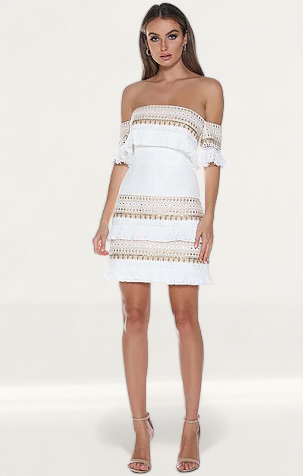 Prem The Label Makeda White Frill Mini Dress