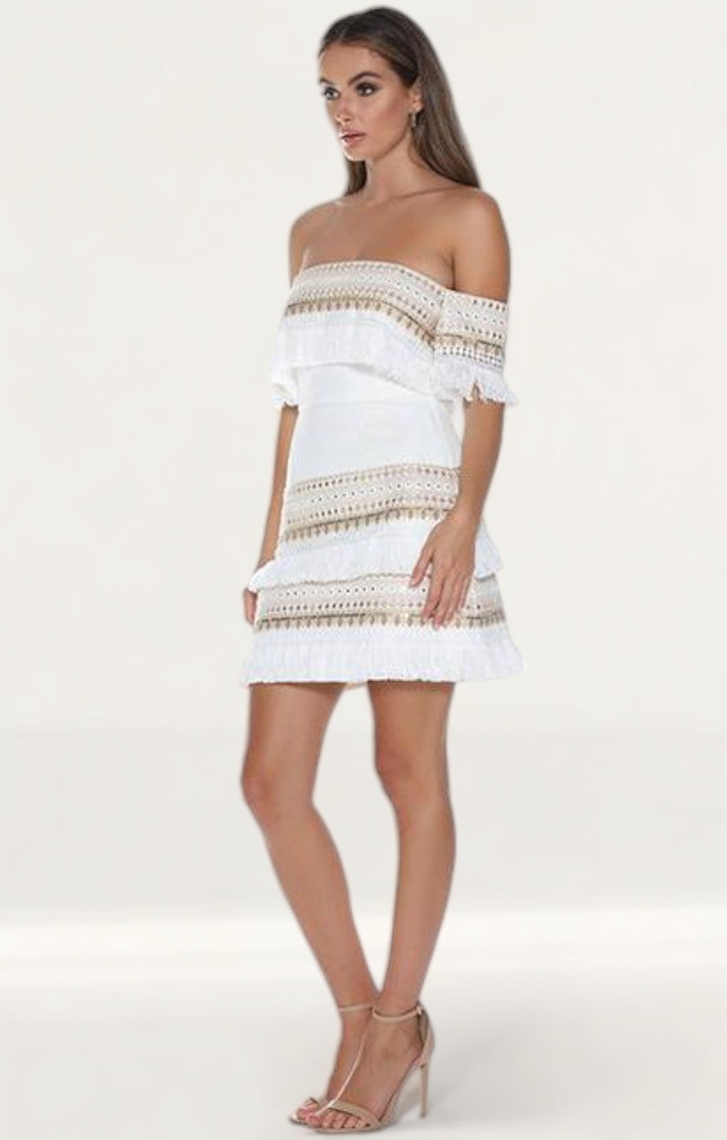 Prem The Label Makeda White Frill Mini Dress