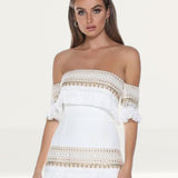 Prem The Label Makeda White Frill Mini Dress