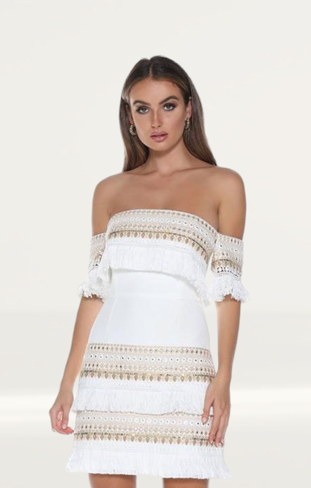 Prem The Label Makeda White Frill Mini Dress