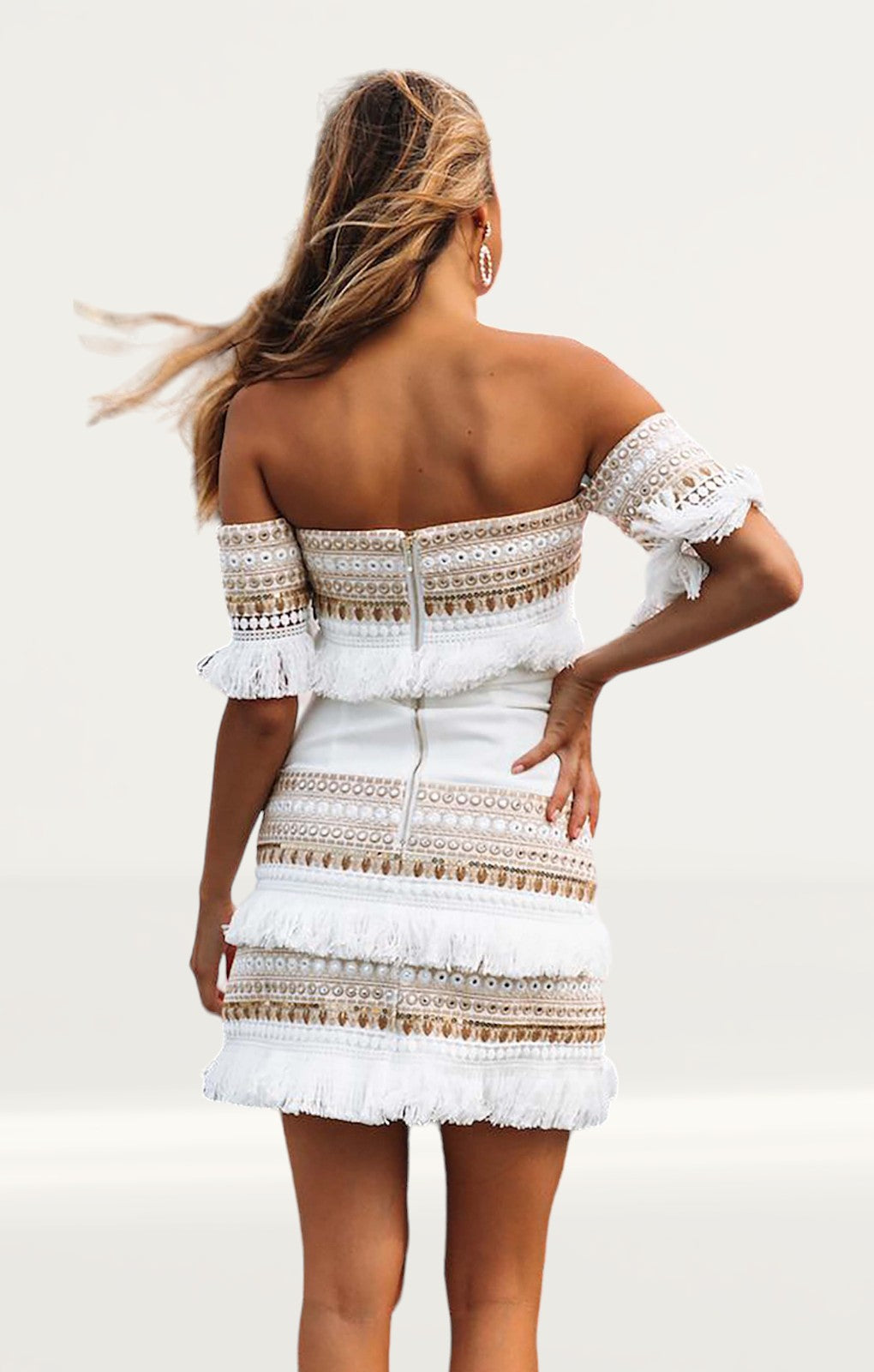 Prem The Label Makeda White Frill Mini Dress
