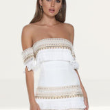 Prem The Label Makeda White Frill Mini Dress