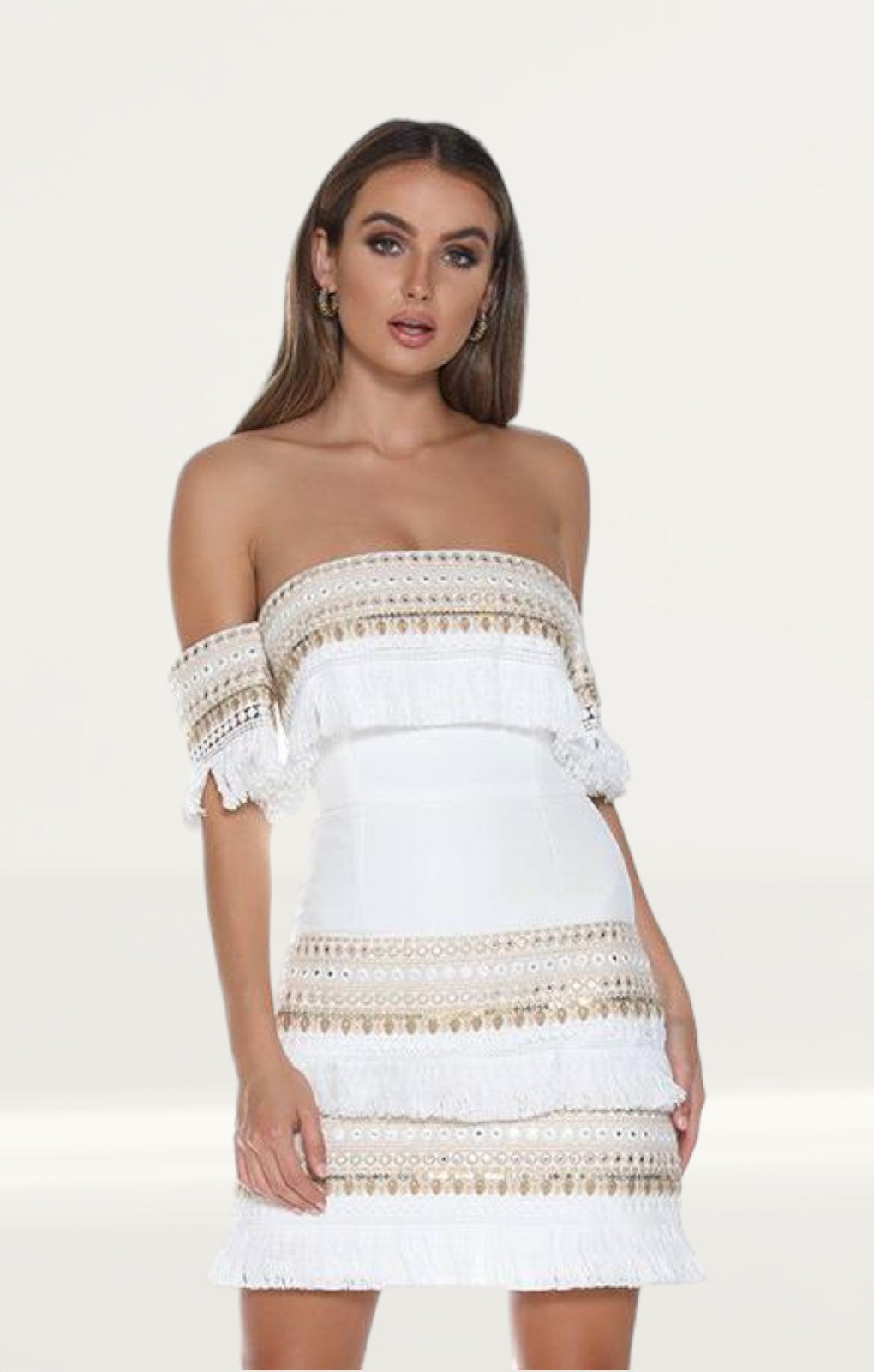 Prem The Label Makeda White Frill Mini Dress