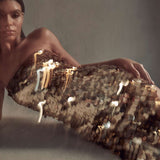 Misspap Premium Sequin Embellished Bandeau Maxi Dress