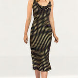 Pretty Lavish Metallic Spot Satin Midi Dress