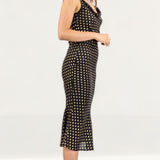Pretty Lavish Metallic Spot Satin Midi Dress