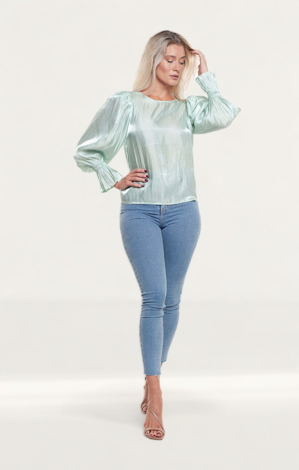 Pretty Lavish Mint Fae Bell Sleeve Top