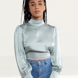 Pretty Lavish Mint Green Phoenix Backless Blouse