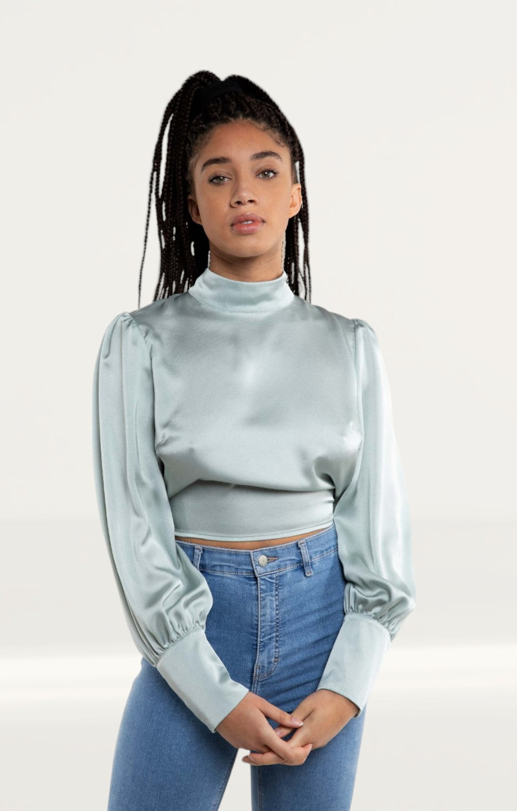 Pretty Lavish Mint Green Phoenix Backless Blouse