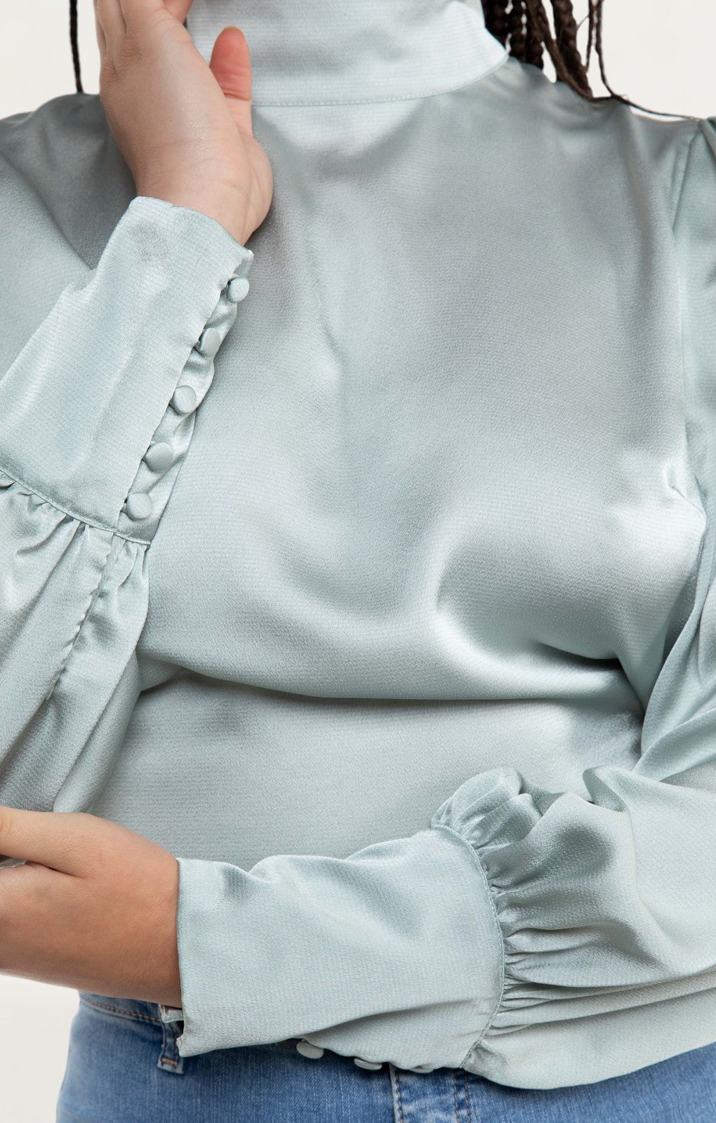 Pretty Lavish Mint Green Phoenix Backless Blouse