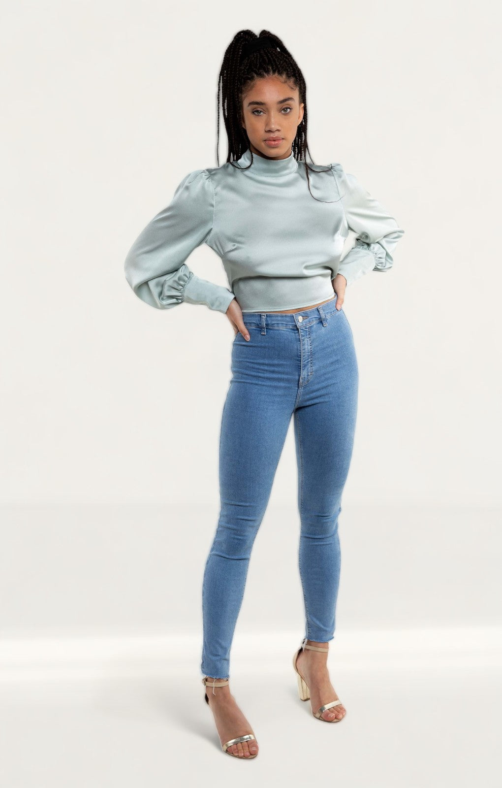 Pretty Lavish Mint Green Phoenix Backless Blouse