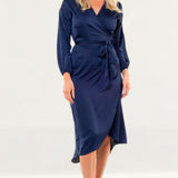 Pretty Lavish Navy Wrap Midi Dress