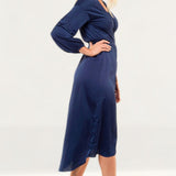 Pretty Lavish Navy Wrap Midi Dress