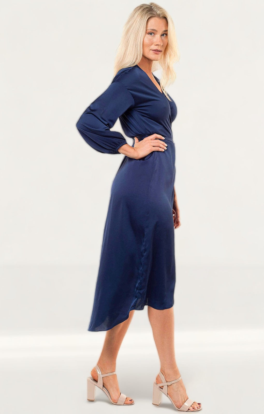Pretty Lavish Navy Wrap Midi Dress