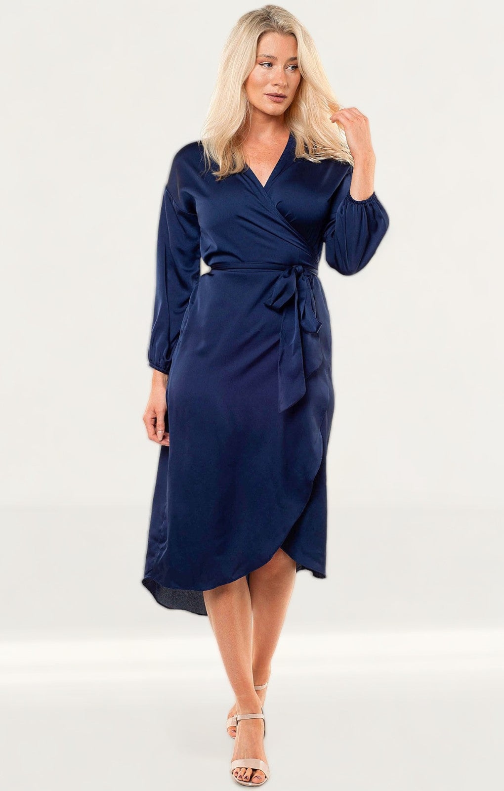 Pretty Lavish Navy Wrap Midi Dress