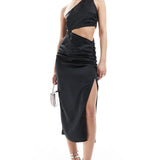 Pretty Lavish One Shoulder Cut Out Midi Dress In Black – dresses by Pretty Lavish, available to rent from Hirestreet