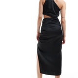 Pretty Lavish One Shoulder Cut Out Midi Dress In Black – dresses by Pretty Lavish, available to rent from Hirestreet