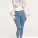 Pretty Lavish Oyster Pia Backless Blouse
