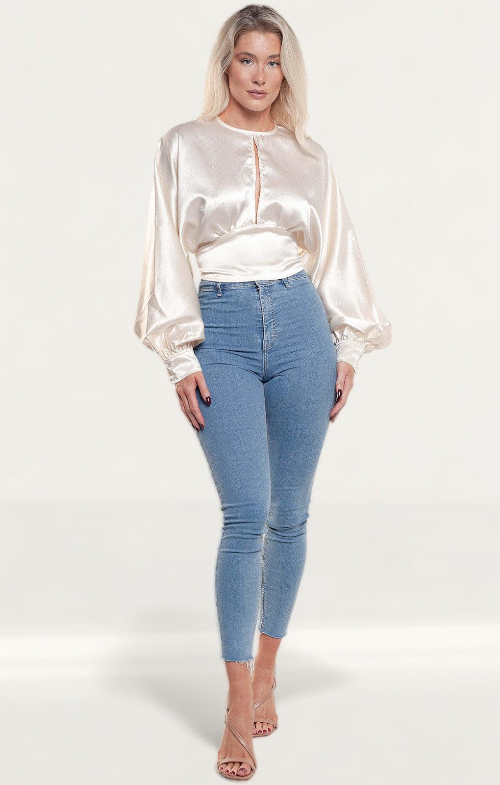 Pretty Lavish Oyster Pia Backless Blouse