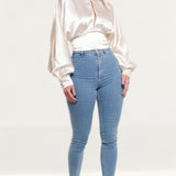 Pretty Lavish Oyster Pia Backless Blouse
