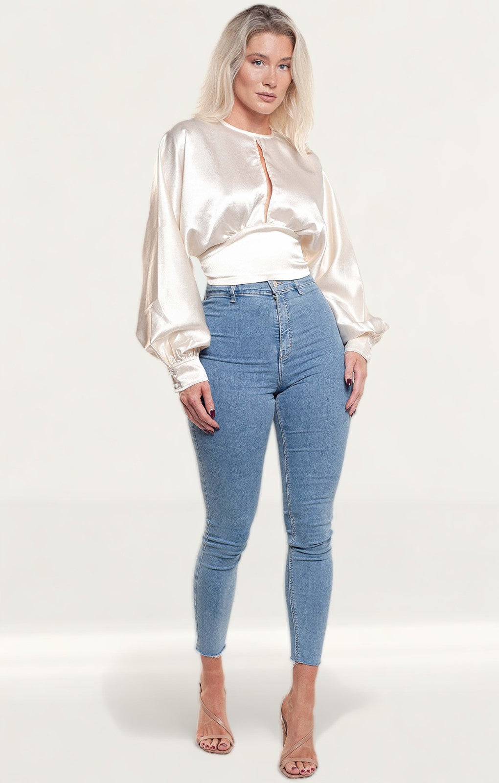 Pretty Lavish Oyster Pia Backless Blouse