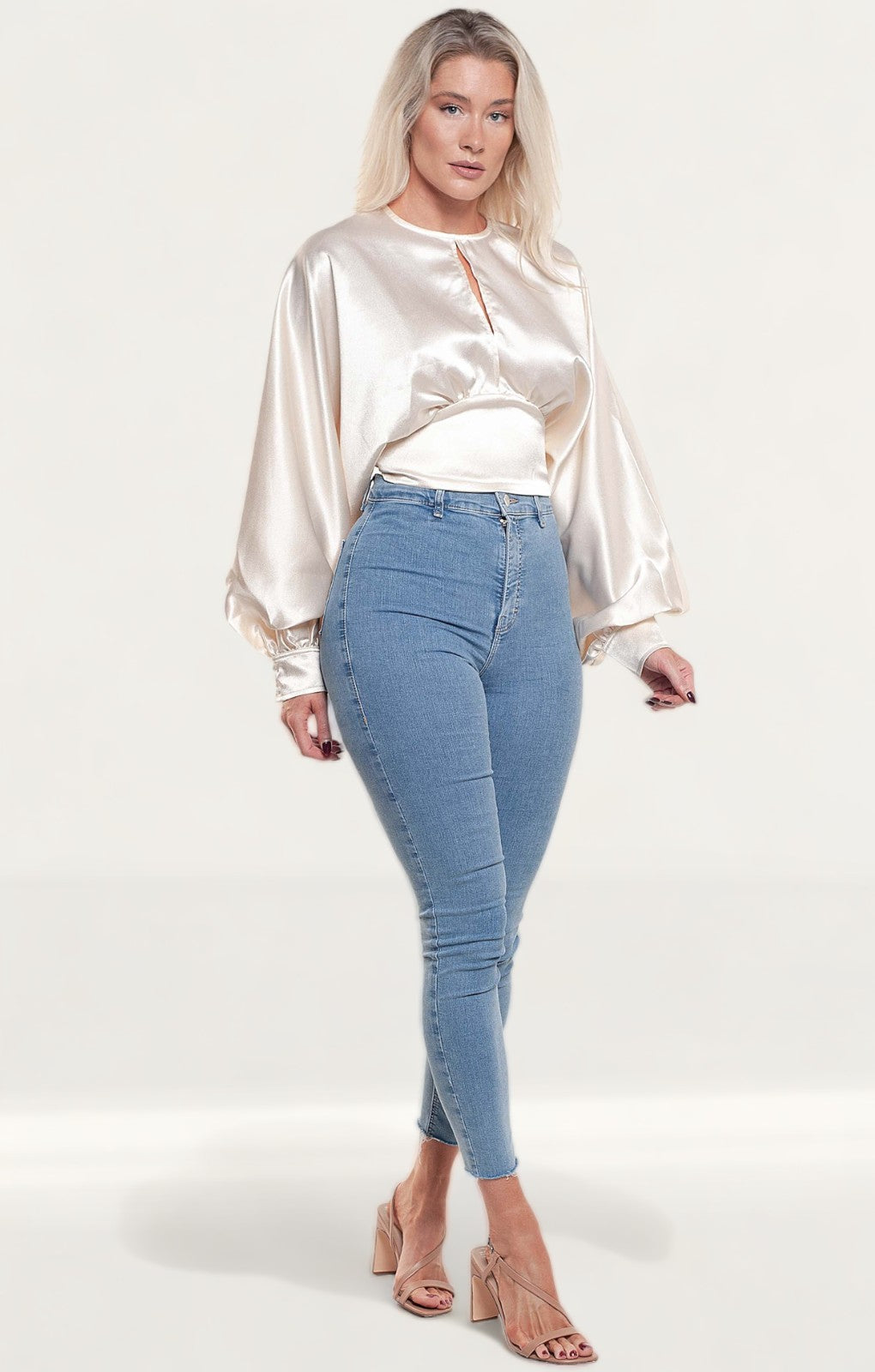 Pretty Lavish Oyster Pia Backless Blouse